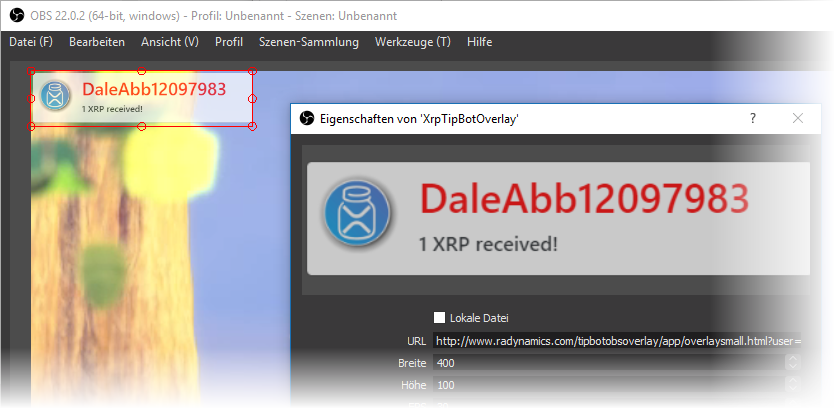 XrpTipBot - OBS Overlay